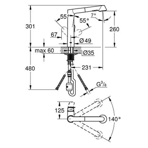 Grohe K7 Single-lever Kitchen Sink Mixer 32176DC0 Spare Parts