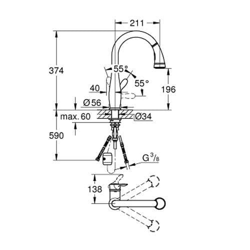 Grohe Parkfield Single-lever Kitchen Sink Mixer 30215DC1 Spare Parts