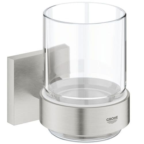 Grohe Quickfix Start Cube Crystal Glass with Holder Supersteel 41097DC0