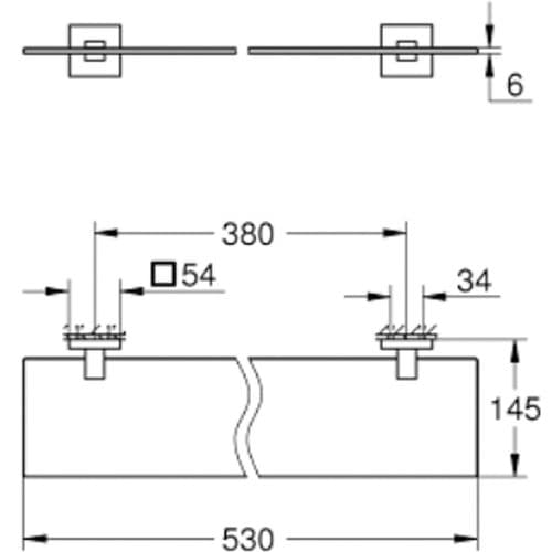 Grohe Quickfix Start Cube Glass Shelf 53cm Chrome 41109000