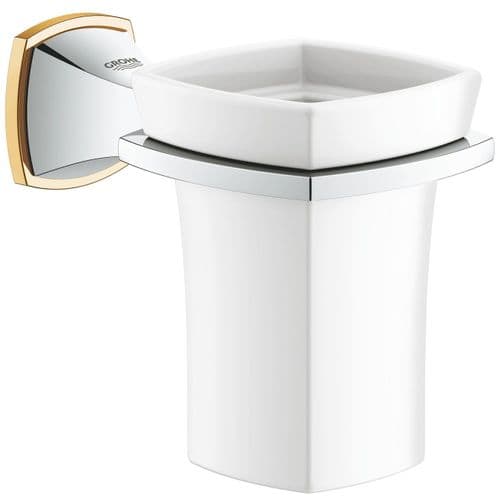 Grohe Spa Grandera Holder with Ceramic Tumbler Chrome/Gold 40626IG0