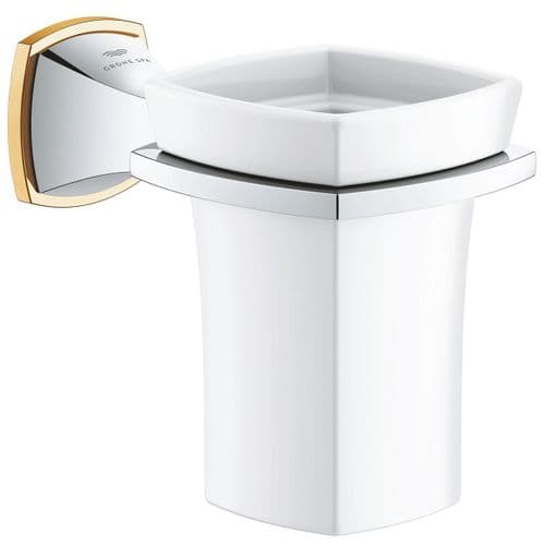 Grohe Spa Grandera Holder with Ceramic Tumbler Chrome/Gold 40909IG0
