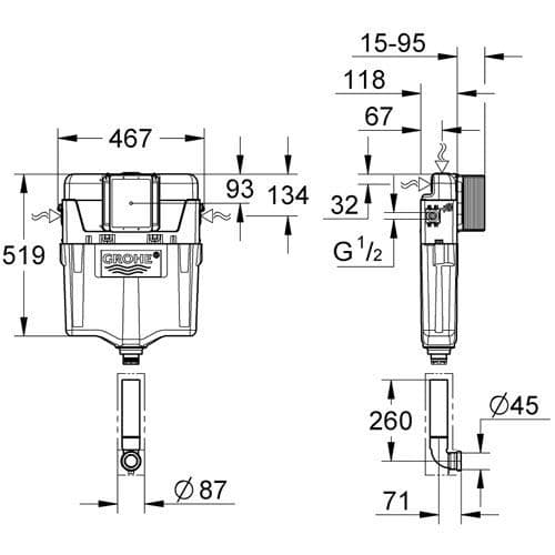 Grohe WC Concealed Cistern 38661000