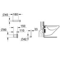 Grohe WC Inlet/Discharge Pipe 90mm 37311K00