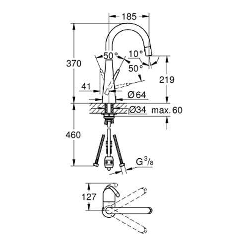 Grohe Zedra Single-lever Kitchen Sink Mixer 32296000 Spare Parts