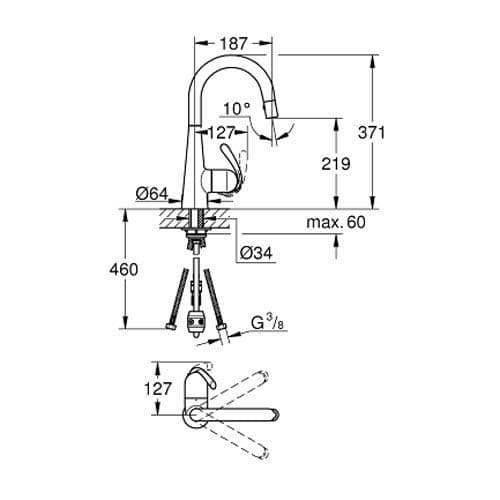 Grohe Zedra Single-lever Kitchen Sink Mixer 32296SD0 Spare Parts