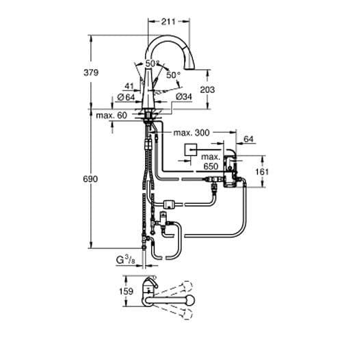 Grohe Zedra Touch Electronic Single-lever Kitchen Sink Mixer 30219001 Spare Parts