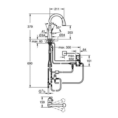 Grohe Zedra Touch Electronic Single-lever Kitchen Sink Mixer 30219DC1 Spare Parts