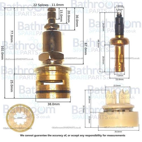 Gummers Brass/ Antique Gold Cartridge Assembly SK1500-7AG