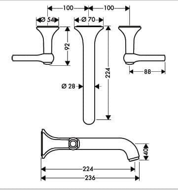 Hansgrohe Axor Terrano 3-Hole Basin Mixer for Concealed Installation ...