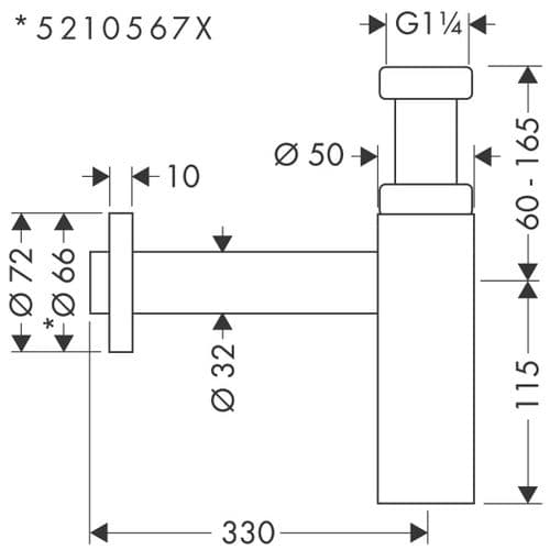 Hansgrohe Bottle Trap Flowstar S Brushed Black Chrome 52105340