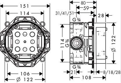 Hansgrohe iBox Universal Basic Set 1/2 and 3/4 01800180