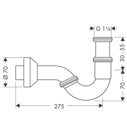 Hansgrohe P Bottle Trap Standard Model For Bidet Chrome 55237000