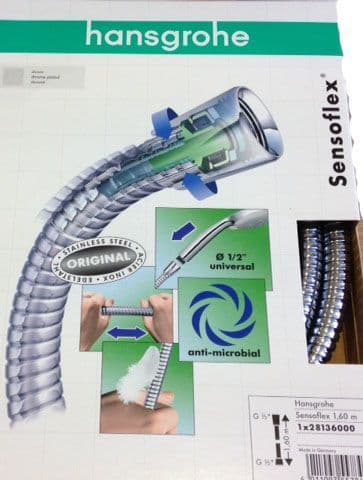 Hansgrohe Sensoflex 28136000 Shower Hose – 1.6m Chrome, Durable Metal Braided, Standard Connection For Hand Showers