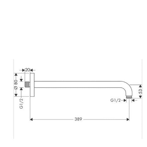 Hansgrohe Shower Arm G1/2" x 38.9cm Matt Black 27413670