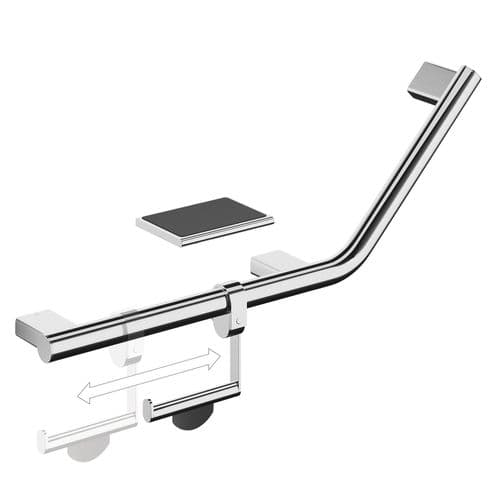 hib Angled Grab Bar with Toilet Roll Holder and Shelf with Anti-Slip Mat PAM003