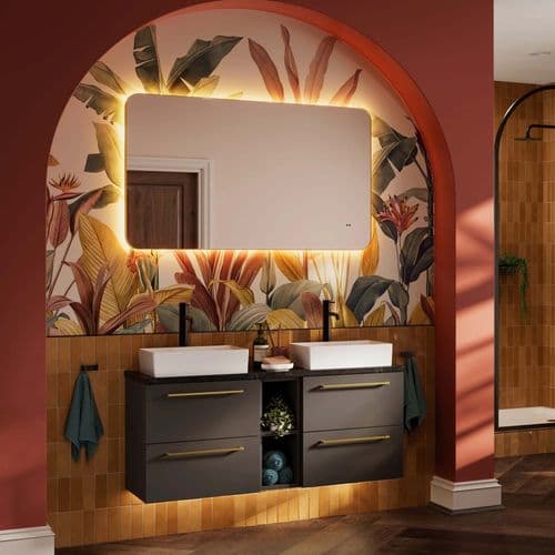 hib Arcane Illuminated Frame Bathroom Mirror Brushed Brass 79500200