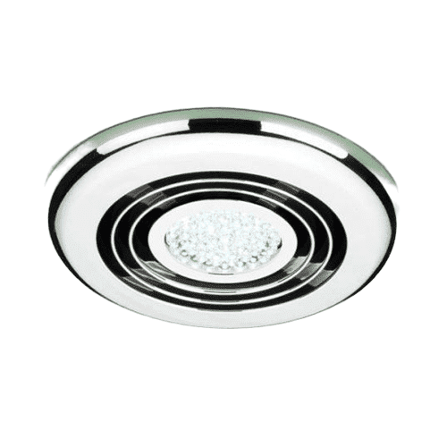 HiB Cyclone Slim Flush Mounted Chrome Illuminated Fan - 32700
