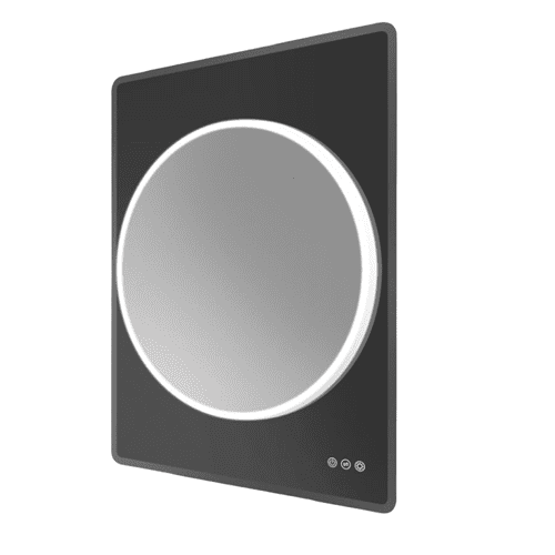 hib Frontier Circular Illuminated Mirror On Smoked Mirrored Glass 80x60 78725000