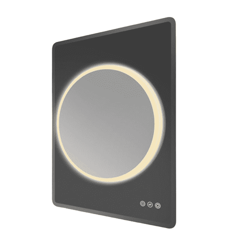 hib Frontier Circular Illuminated Mirror On Smoked Mirrored Glass 90x70 78726000