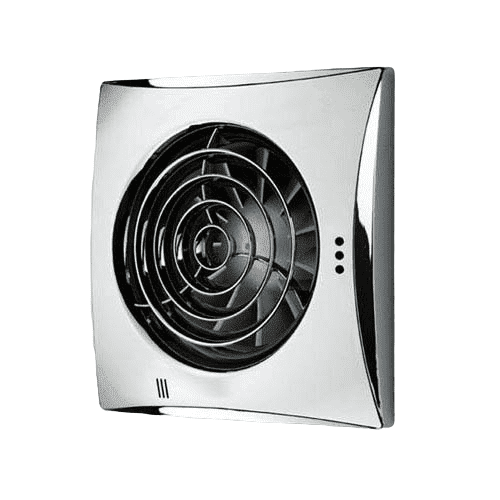 HiB Hush Ultra quiet Low Profile Chrome Plain Fan Fitted with Timer - 33100