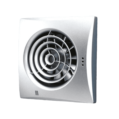 HiB Hush Ultra quiet Low Profile Matt Silver Plain Fan Fitted with Timer - 31700