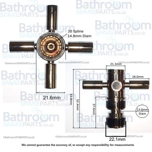 Hudson Reed Tec Cross Head Handle In Chrome PN399