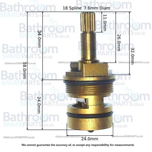 Ideal Standard 1/2 Inch Ceramic Disc Cartridge Anti Clockwise Close A951960NU11