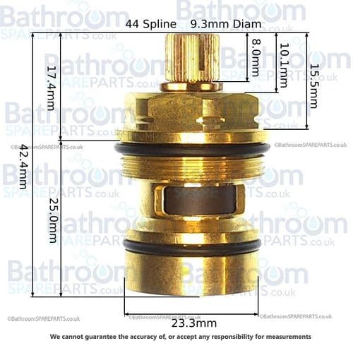 Ideal Standard 3/4" DX 1/4 Turn Hot Cartridge Clockwise Close A952500NU