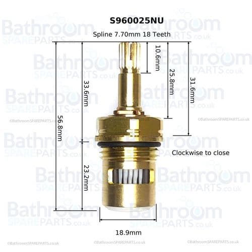 Ideal Standard Accolade 1/2 inch Ceramic Disc Cartridge ~ Clockwise Close E960583NU