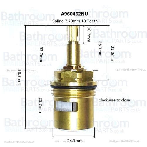 Ideal Standard Active 3/4 Inch Clockwise Close Cartridge Side Valve A960462NU