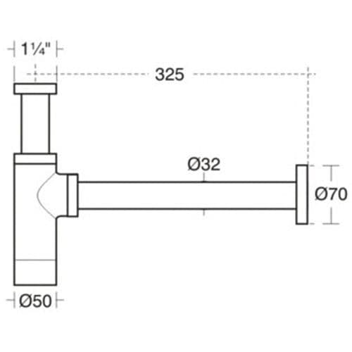 Ideal Standard Contemporary 32 x 75mm Seal Chrome Bottle Trap E0079AA
