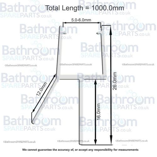 Ideal Standard Create Universal Bath Screen Seal 16mm 1 Metre Length LV95667