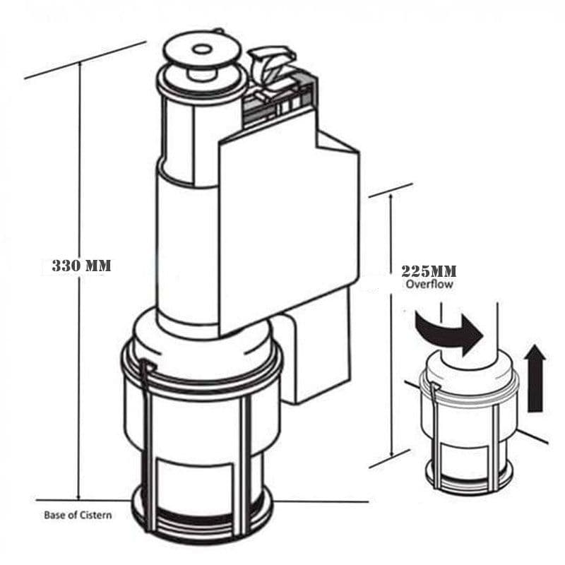 Ideal Standard Edge/ Square Dual Flush VALVE -2inch 330H 225 O/F 