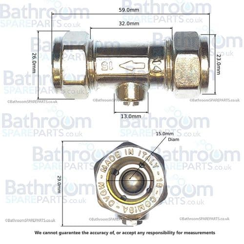 Ideal Standard IIovalve 15mm Chrome Servicing Valve With Outlet For Copper S9005AA