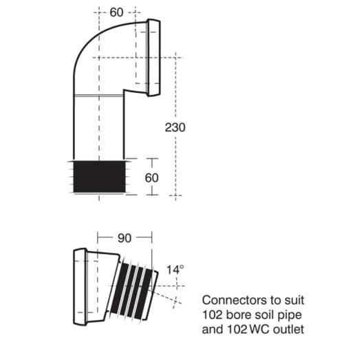 Ideal Standard Panekta Outlet Connector Convert Horizontal Outlet Wcs To S or Turned P Trap S430001