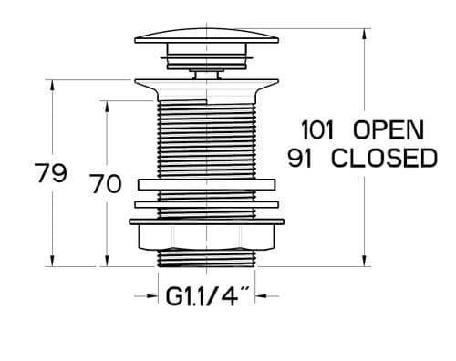 Ideal Standard Unslotted Click Plug Basin Waste S8808AA