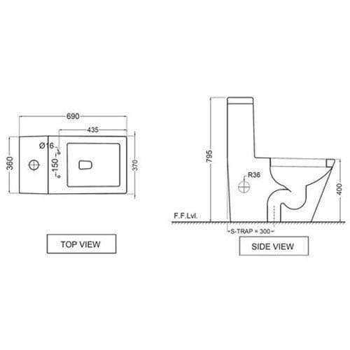 Jaquar Kubix Single Piece WC KUS-WHT-35851SN Spare Parts