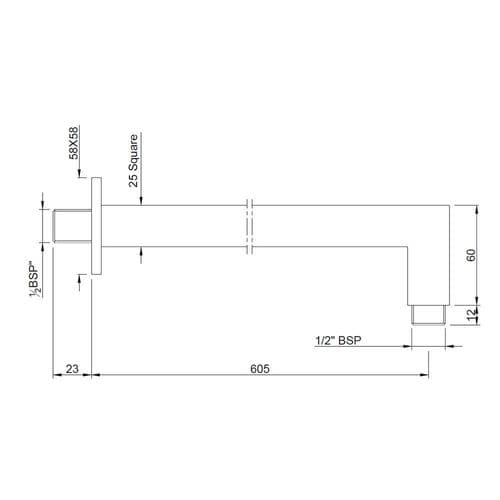 Jaquar Shower Arm 600X25X25mm SHA-CHR-455L600