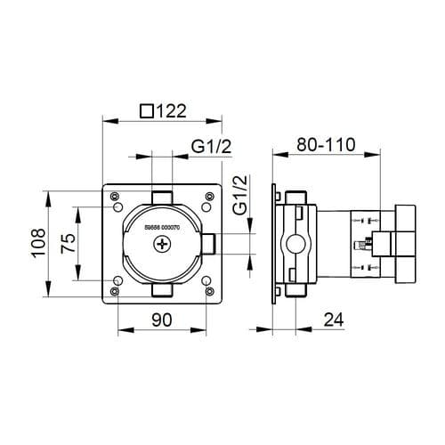 Keuco IXMO Installation Rough Part For Diverter Valve Concealed 2 Functions 59556000070