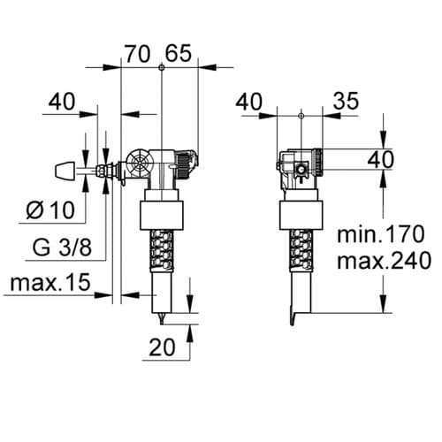 Kohler 3/8" Side Entry Fill Valve 1246185