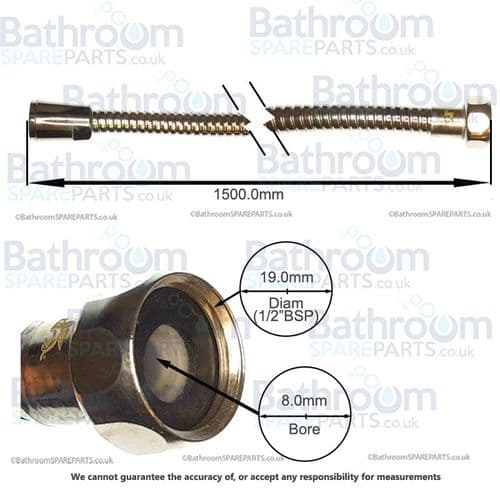 Lefroy Brooks 1.5 Nickel Narrow Bore Flexible Shower Hose LB 2103NK