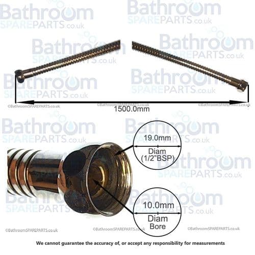 Lefroy Brooks 1.5m Nickel Wide Bore Flexible Shower Hose LB 2101NK