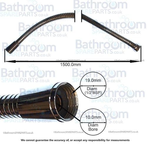 Lefroy Brooks 1.5m Silver Nickel Wide Bore Flexible Shower Hose LB2121NK