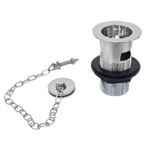 Lefroy Brooks Chrome Basin Waste Kit with Brass Plug and Oval Chain LB1327CP
