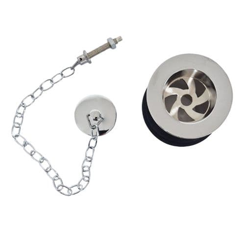Lefroy Brooks Chrome Basin Waste Kit with Brass Plug and Oval Chain LB1327CP