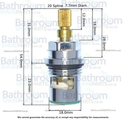 Lefroy Brooks Chrome Plated 1/2" x 1/4 Turn Ceramic Cartridges PTA002CP