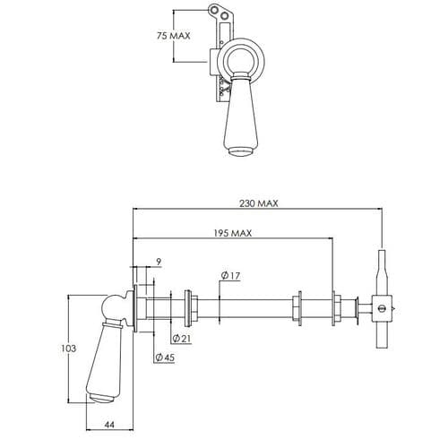 Lefroy Brooks Classic Chrome Extended Cistern Lever LB 1308CP