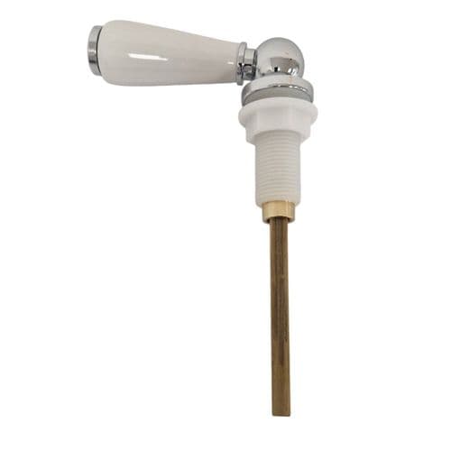 Lefroy Brooks Edwardian Cistern Lever With White Ceramic Handle - Chrome Plated LB1307CP