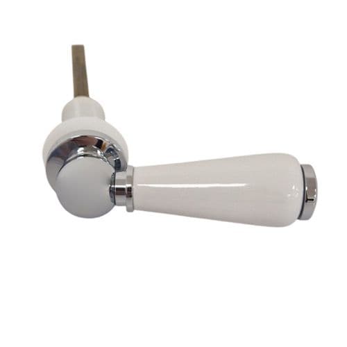 Lefroy Brooks Edwardian Cistern Lever With White Ceramic Handle - Chrome Plated LB1307CP